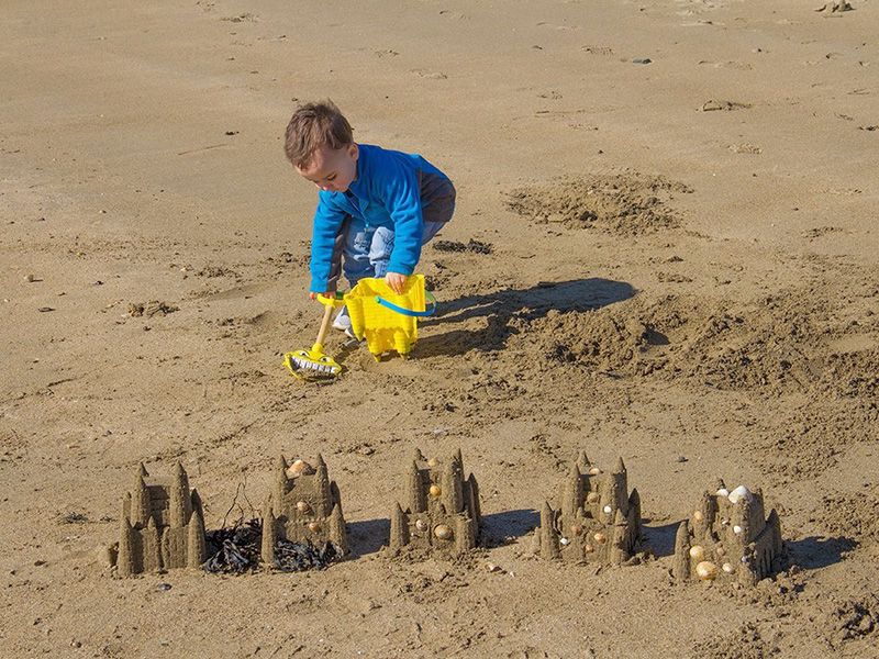Remember building sandcastle on the beach? You can do that here! Or swim in the sea, explore rockpools, play beach volleyball or write your name in the sand….